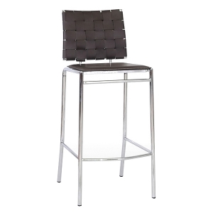 Vittoria 30'' Bar Stool - Chrome Frame, Brown Woven Leather 