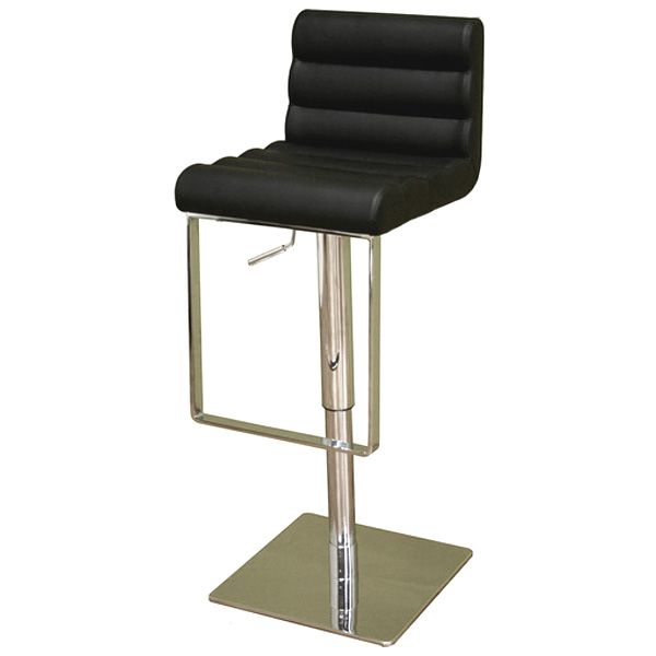 Sandia Adjustable Swivel Barstool - Modern, Black Ribbed Leather 