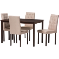 Gardner 5-Piece Rectangular Dining Set - Button Tufted, Beige