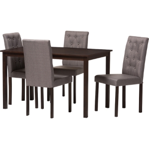 Gardner 5-Piece Rectangular Dining Set - Button Tufted, Gray 