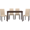 Andrew Contemporary Dining Chair - Espresso Wood, Beige Fabric (Set of 4) - WI-ANDREW-DINING-CHAIR-BEIGE-FABRIC