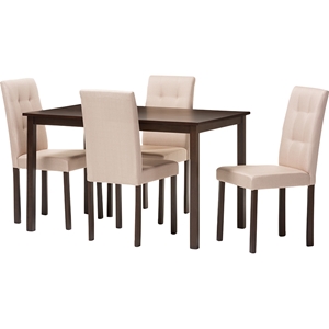 Andrew 5-Piece Upholstered Grid-Tufting Dining Set - Beige Fabric 