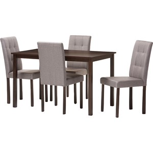 Andrew 5-Piece Upholstered Grid-Tufting Dining Set - Gray Fabric 
