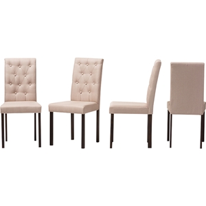 Gardner Fabric Upholstered Dining Chair - Button Tufted, Beige (Set of 4) 