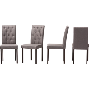 Gardner Fabric Upholstered Dining Chair - Button Tufted, Gray (Set of 4) 