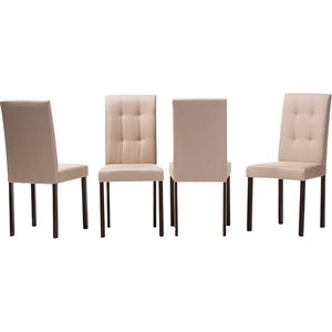 Andrew Upholstered Grid-Tufting Dining Chair - Beige Fabric (Set of 4) 