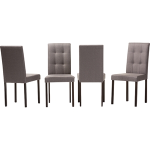 Andrew Upholstered Grid-Tufting Dining Chair - Gray Fabric (Set of 4) 
