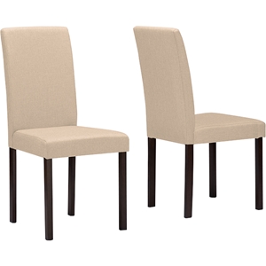 Andrew Contemporary Dining Chair - Espresso Wood, Beige Fabric (Set of 4) 