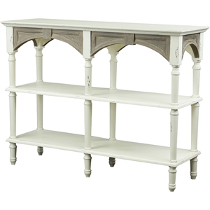 Touraine 2 Shelves Accent Console Table - White, Light Brown 