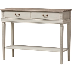 Arte 2 Drawers Console Table - 1 Shelf, White and Natural 