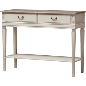 Arte 2 Drawers Console Table - 1 Shelf, White and Natural 