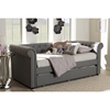 Mabelle Fabric Trundle Daybed - Button Tufted, Gray - WI-ASHLEY-GRAY-DAYBED