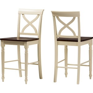 Ashton Counter Height Pub Chair - Buttermilk and Walnut Brown (Set of 2) 