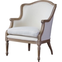 Charlemagne Accent Chair - White, Brown Ash