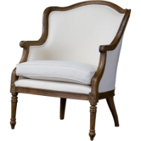 Charlemagne Accent Chair - White, Brown Oak