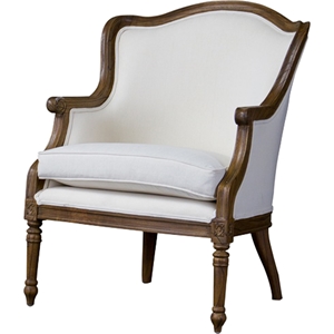 Charlemagne Accent Chair - White, Brown Oak 