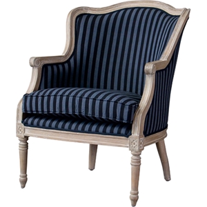 Charlemagne Striped Accent Chair - Black, Gray 