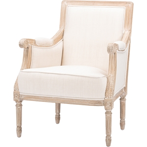 Chavanon Linen Upholstered Accent Chair - Light Beige, Natural 