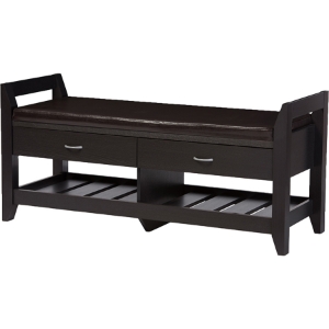 Maurine Wood 2 Drawers Shoe Storage Seating Bench - Espresso 