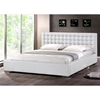 Madison King Platform Bed - Square Tufts, Metal Legs, White - WI-BBT6183-WHITE-KING-BED