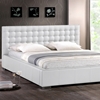 Madison Queen Platform Bed - Square Tufts, Metal Legs, White - WI-BBT6183-WHITE-BED