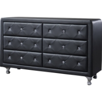 Luminescence Faux Leather Dresser - 6 Drawers, Black