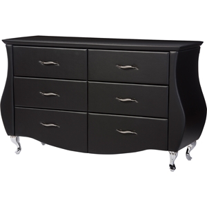 Enzo Faux Leather Dresser - 6 Drawers, Black 