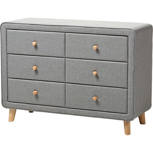 Jonesy Upholstered 6 Drawers Dresser - Gray 