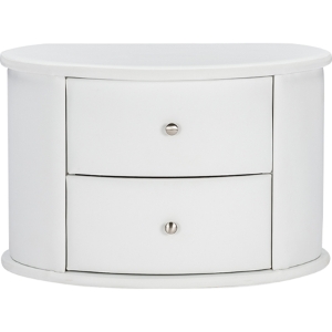 Ritchie Faux Leather Oval 2 Drawers Nightstand - White 