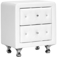 Stella 2 Drawers Nightstand - Crystal Tufted, White