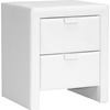 Frey Faux Leather Nightstand - 2 Drawers, White - WI-BBT3089-WHITE-NS