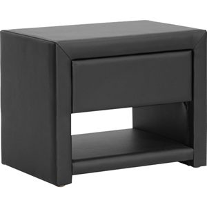 Massey Upholstered Nightstand - 1 Drawer, Black 