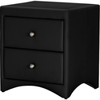 Dorian 2 Drawers Faux Leather Nightstand - Black