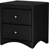 Dorian 2 Drawers Faux Leather Nightstand - Black - WI-BBT3106-BLACK-NS
