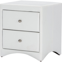 Dorian 2 Drawers Faux Leather Nightstand - White