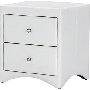 Dorian 2 Drawers Faux Leather Nightstand - White 