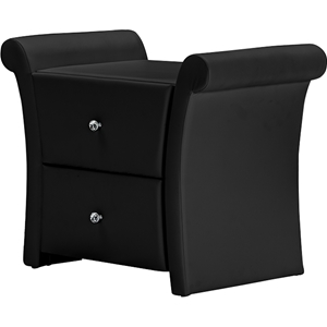 Victoria Faux Leather Nightstand - 2 Drawers, Black 