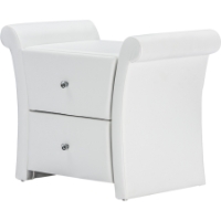 Victoria Faux Leather Nightstand - 2 Drawers, White