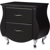 Erin Faux Leather Nightstand - 2 Drawers, Black