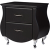 Erin Faux Leather Nightstand - 2 Drawers, Black - WI-BBT3116-BLACK-NS