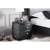 Drawers Faux Leather Nightstand Black, Black Faux Leather Nightstand