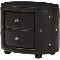 Davina 2 Drawers Faux Leather Nightstand - Black