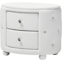 Davina 2 Drawers Faux Leather Nightstand - White