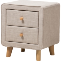 Jonesy Upholstered 2 Drawers Nightstand - Beige