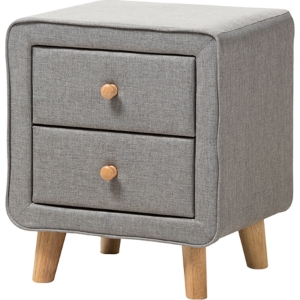 Jonesy Upholstered 2 Drawers Nightstand - Gray 