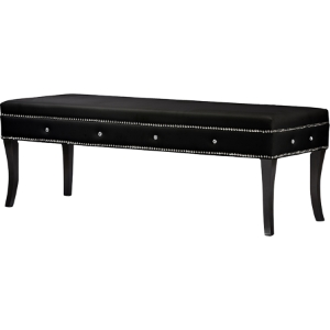 Tavignano Faux Leather Bench - Nailhead, Black 