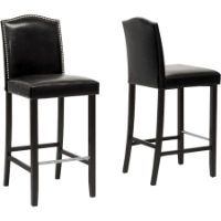 Libra Bar Stool - Nailheads, Black (Set of 2)