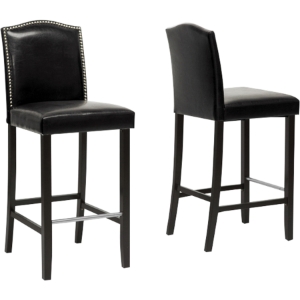 Libra Bar Stool - Nailheads, Black (Set of 2) 