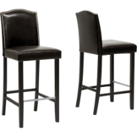 Libra Bar Stool - Nailheads, Brown (Set of 2)