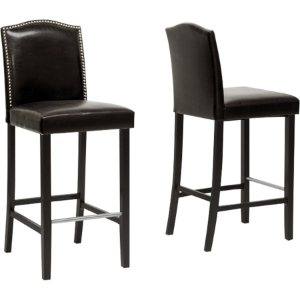 Libra Bar Stool - Nailheads, Brown (Set of 2) 